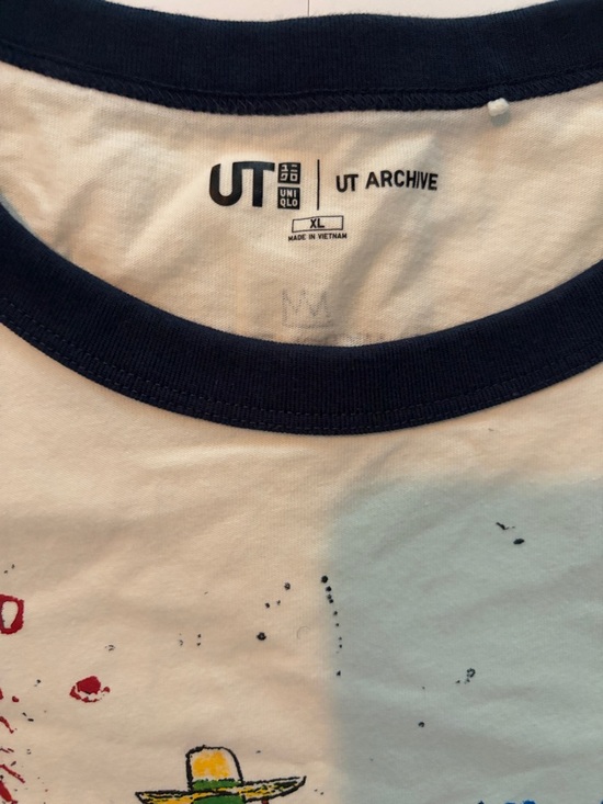 VTG Uniqlo UT Archive Jean-Michel Basquiat Graphic Ringer T-Shirt XL White - Picture 2 of 4